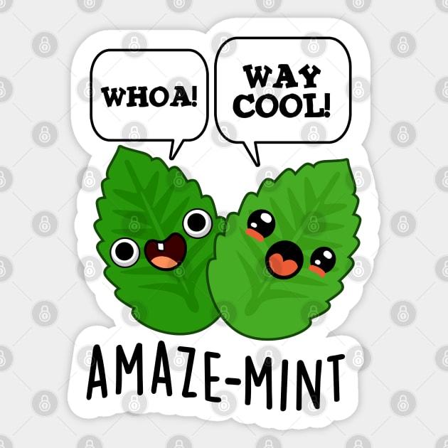 Amaze-mint Cute Mint Leaves Pun Sticker by punnybone